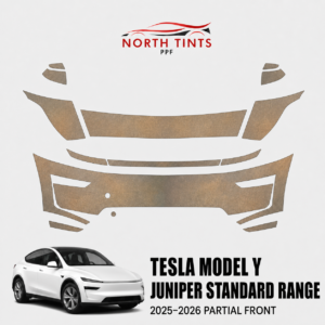 2025–2026 Tesla Model Y Juniper Standard Range vehicle-specific partial front precut paint protection film kit